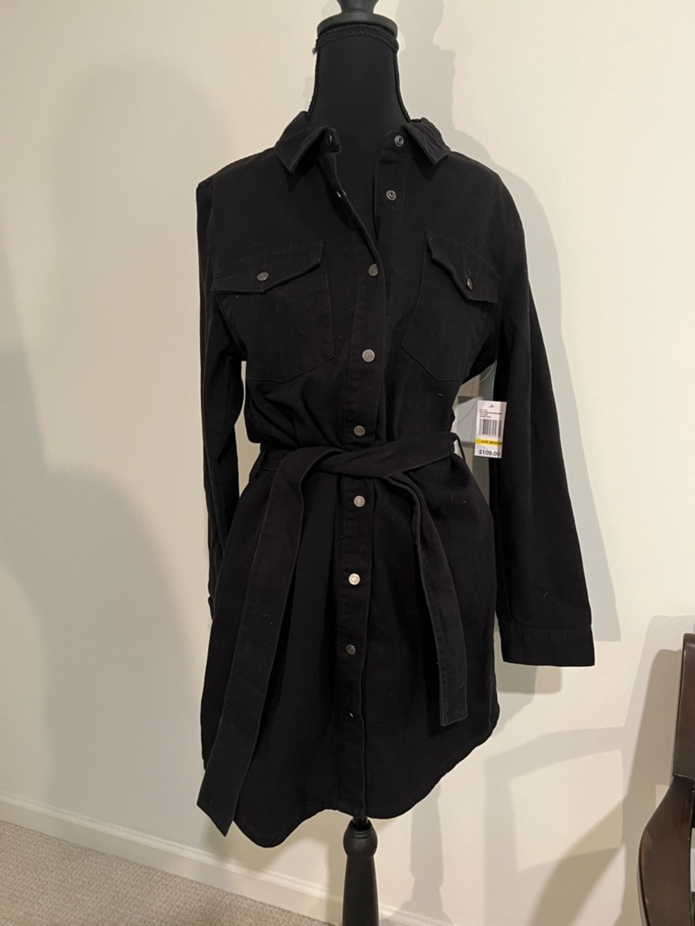 Habitual Black Belted Shirt Mini Dress